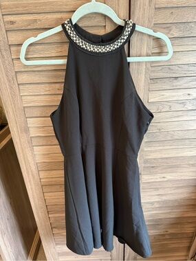 Black Jeweled Halter Mini Dress